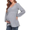 Maternity Sweater V Neck Long Sleeve Peplum Tops Fall Outfits for Maternity Cozy Waffle Knit Sweater Midweight Babydoll Smock Tops - 4 of 4