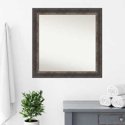 Bark Rustic Char 31" Square Non-Beveled Wall Mirror