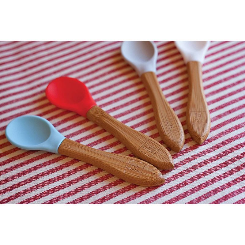 4pk Bamboo and Silicone Kid Spoons - Red Rover, 5 of 10