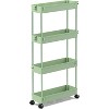 Hachikiko 4 Tier Slim Rolling Storage Cart - Narrow Bathroom Organizer Mobile Shelving Unit with Brake Wheels & Side Hoops - 3 of 4