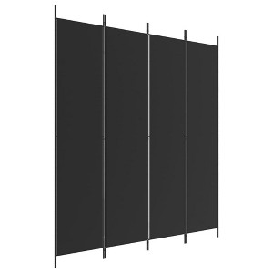 vidaXL 4-Panel Room Divider in Black Fabric - Versatile aid to Create Privacy, Block Sunlight and Enhance Decor - Foldable, Easy to Store and Assemble - 1 of 4