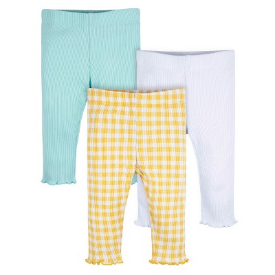 Gerber Baby and Toddler Girls' Pull-On Knit Leggings - Picnic Day Dreams -  4T - 3-Pack