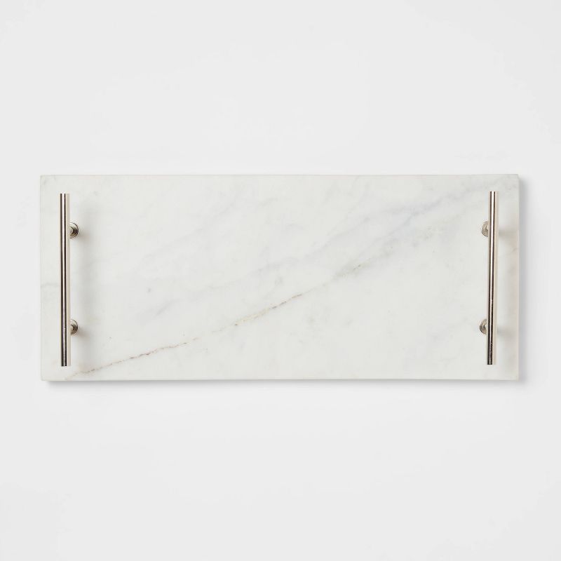 14&#34; x 6&#34; Marble Serving Tray with Metal Handles White - Threshold&#8482;, 4 of 8