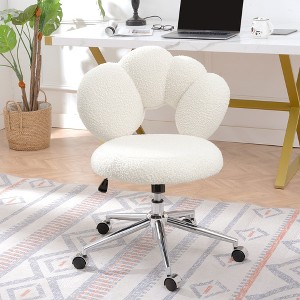Lyngins Modern Small Home Office Computer Desk Chair with Wheels,Thick Teddy Cushion Task Chair for Office,Study,Studio - 1 of 4