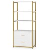 Hommoo 4-Tier Bookshelf,  Display Bookcase with 2 Drawers - 4 of 4