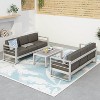 GDFStudio Ava Outdoor Aluminum and Glass 6 Seater Sofa Chat Set with Cushions, Silver/Gray - 2 of 4