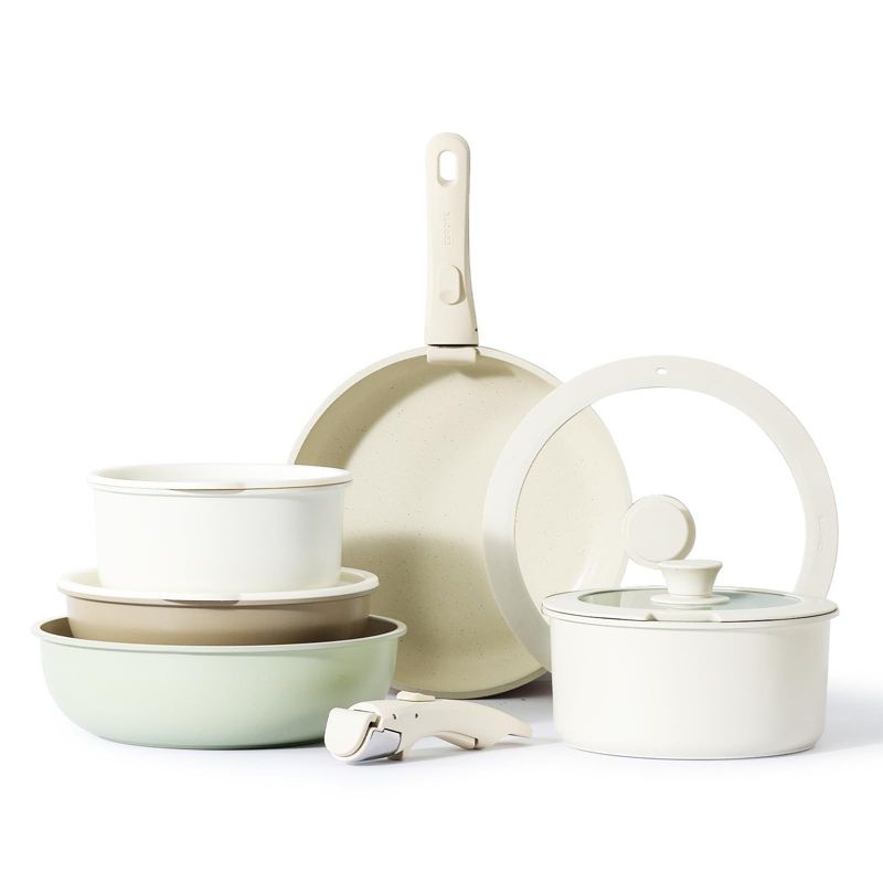 CAROTE Nonstick Cookware Set Detachable Pots and Pans Set with Removable Handle, Multicolor, 11pcs, 1 of 9