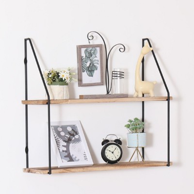 SEVOBAL Utility Storage Shelves Bookshelf Rustic Floating Shelves Set of 2, Wall Mounted Storage for Living Room, Kitchen, Brown, 27.6"*10"*3.7"
