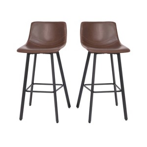 Taylor & Logan 2pk Modern Bucket Seat Barstools Brown - 1 of 4