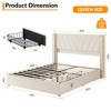 Flannel Bed with 1 Flannel + Iron Four Drawers and Light, Beige Flannel Soft Pack Bed - 2 of 4