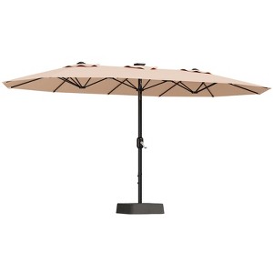 15FT Extra Large Rectangular Patio Umbrella with Base - Double-Sided Outdoor Market Umbrella with Crank Handle for Pool, Garden,Backyard - 1 of 4