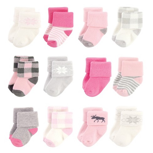 Vtg Hanes Red Label 3 pr Lot Infant Socks sz 5-6 1/2 NOS Pink/Blue/Yellow 