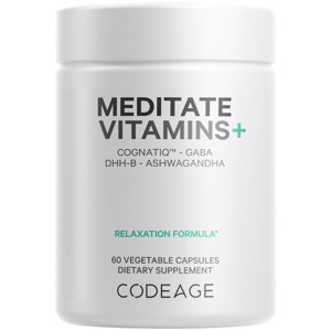 Codeage Meditate Vitamins, GABA, CognatiQ, Ashwagandha, DHH-B, Herbal Daily Supplement - 60ct - 1 of 4