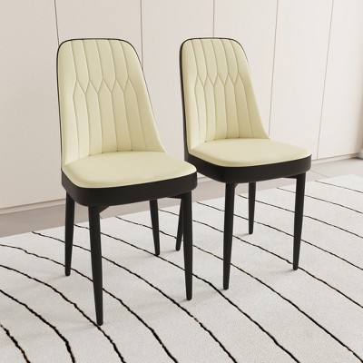 Modern Dining Chairs Set, with Thick Soft Cushions & Metal Leg, for Dining Room, Kitchen, Available in Multiple Colors
