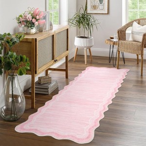 Scalloped Stylish Area Rugs, Non-Slip Short Pile Living Room Rug, Machine Washable for Dining, Bedroom, Home Office - 1 of 4