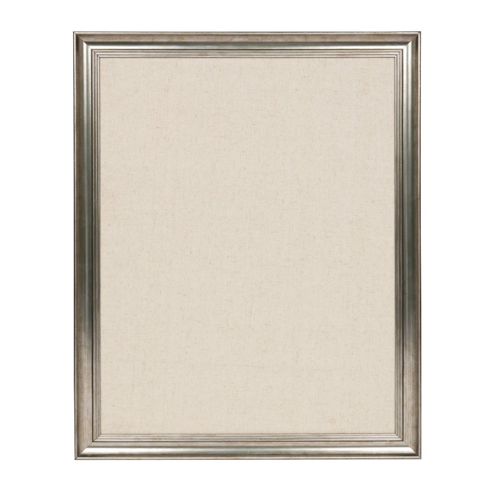 Photos - Dry Erase Board / Flipchart 23" x 29" Macon Framed Linen Fabric Pinboard Silver - Kate and Laurel