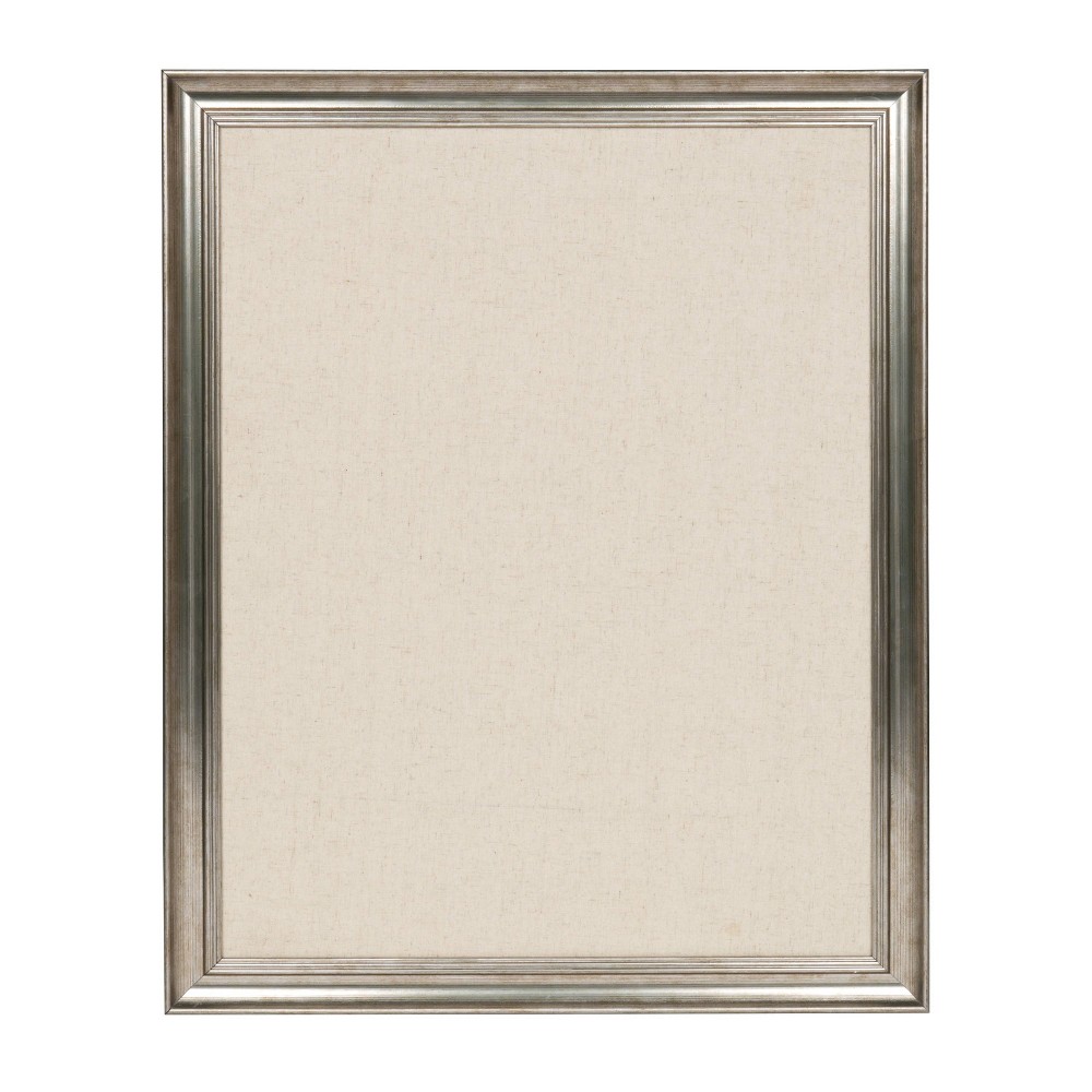 23" x 29" Macon Framed Linen Fabric Pinboard Silver - Kate and Laurel: Wall Mount, Includes Push Pins