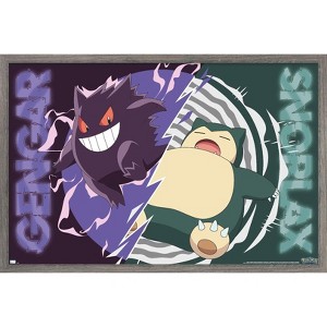 Trends International Pokémon - Gengar Snorlax Battle Framed Wall Poster Prints - 1 of 4