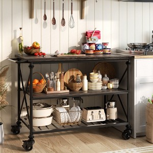 Aheaplus 3-Tier Kitchen Island Cart with Wheels, Kitchen Storage Shelves with Lockable Casters - 1 of 4