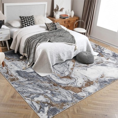 Soft Modern Abstract Boho Area Rugs for Living Room Washable Machine Rug Non-Slip Vintage Carpet for Bedroom Farmhouse Dining Room Kids Room