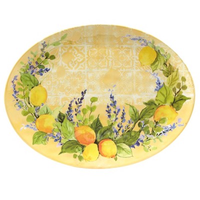 Lemon Zest Yellow and Green Melamine Oval Platter Set
