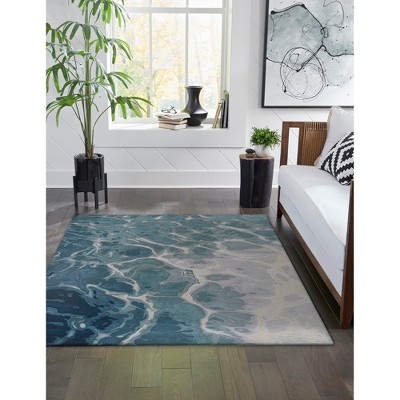 Hand-Tufted Water Blue Wool 5' x 7' Area Rug