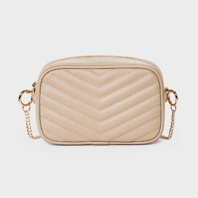 Quilted Camera Crossbody Bag - A New Day™ Tan