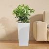 Gulches Modern Faux Rattan Design Square Planter, 22.6 inch White Plastic Large Planter(White, 22.6 inch - 2 Pack) - 3 of 4