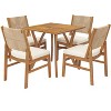 Christopher Knight Home Isidora 5 Piece Patio Rustic Acacia Wood Dining Set with Wicker Woven Chair - 2 of 4