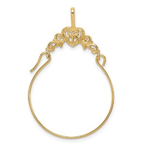 Black Bow Jewelry 14k Yellow or White Gold Filigree Heart Charm Holder Pendant, 23mm - 1 of 4