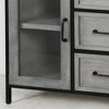 2 Doors and 3 Drawers Wood and Metal Cabinet Brown - StyleCraft: Industrial Mango Veneer Accent Storage - 4 of 4