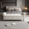 Upholstered Storage Bench with Rolled Arms and Button Tufted Lid for Bedroom or Entryway Seating and Hidden Blanket or Linen Storage-Maison Boucle - 2 of 4