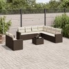 vidaXL 10 Piece Patio Sofa Set with Cushions Brown and Cream - With Table - 2 of 4