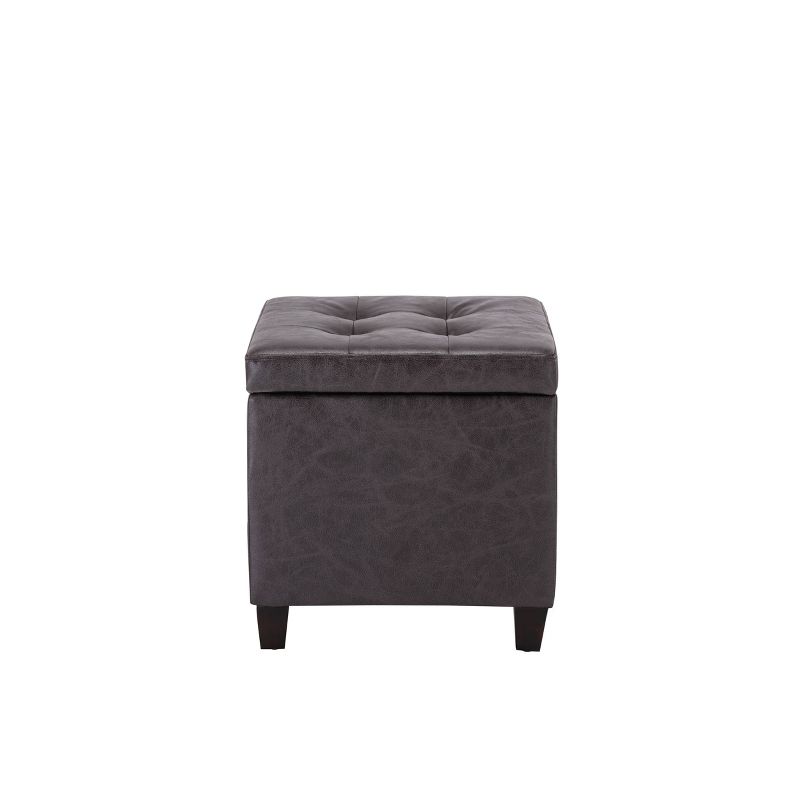 Square Button Tufted Storage Ottoman with Lift Off Lid - WOVENBYRD, 1 of 10