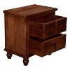 Benzara 26" Handcrafted Nightstand 2 Drawers Antique Style Gold Knobs Cherry Brown Wood Brown - 4 of 4