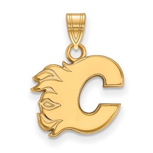 Black Bow Jewelry 14k Yellow Gold Calgary Flames NHL Small Pendant - 1 of 3