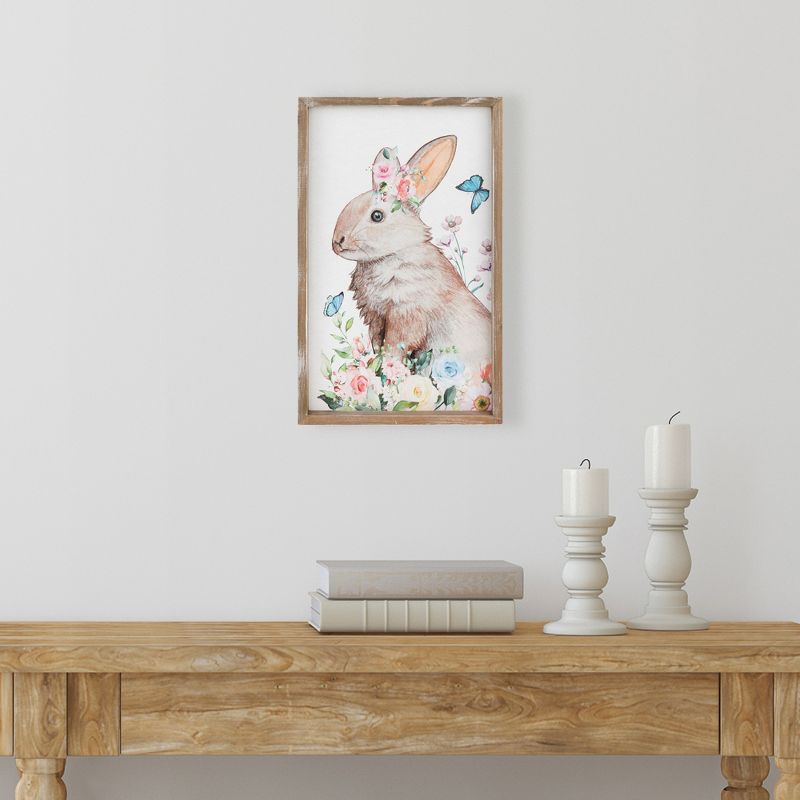 Northlight Easter Bunny with Flowers Framed Wall Sign - 11.75", 2 of 7