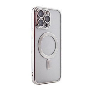 Reiko Magnetic Wireless Charging TPU Bumper Case for iPhone 14 Pro Max in Silver - 1 of 2
