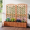 Costway 1/2 PCS 63” Wood Planter Container with Diamond Trellis, Planter Box, Slat Base for Plants - 2 of 4
