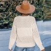 Women's V-Neck Long Sleeve Perforated Knit Sweater - Cupshe - 4 of 4