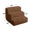 3-Step Pet Stairs - Nonslip Foam Dog and Cat Steps with Removable Zippered Microfiber Cover - 2-Tone Design for Home or Vehicle by PETMAKER (Brown) - 2 of 4