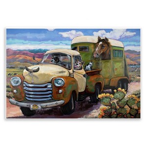 Stupell Industries Dogs Driving Vintage Rustic Truck with Horse Trolley Wall Plaque Art, 19" x 13" - 1 of 4