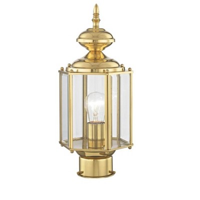 Polished Brass Outdoor Post Lantern with Clear Beveled Glass