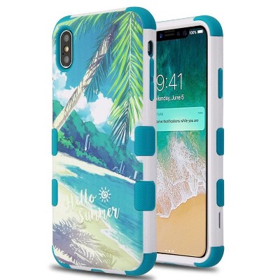 MYBAT For Apple iPhone XS Max Teal Palm Beach Tuff Hard TPU Plastic Case Cover