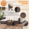 Tangkula Set Of 5 Outdoor Patio Furniture Set L Shaped Rattan Cushioned Chairs & Coffee Table Set Outdoor Sectional Sofa with Wood Armrests & Tabletop - 3 of 4