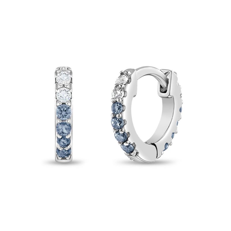 Girl's Double Sided Prong CZ Hoop Sterling Silver Earrings - In Season Jewelry, 1 of 9