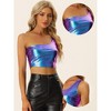 INSPIRE CHIC Women's Metallic Cropped One-Shoulder Party Cropped Holographic Tank Tops - 2 of 4