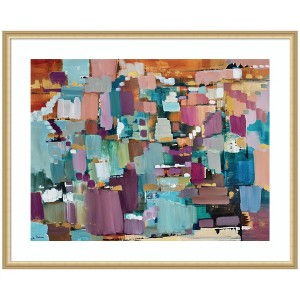 Kate and Laurel Framed Art Gemstones in Jewel Tones by Leah Nadeau, 42x34, Florence Gold - 1 of 4