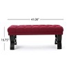 Hilton Ottoman Upholstered Ottoman Bench Footstool with Button Tufting & Diamond Stitching -ModernLuxe - 3 of 4