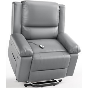 21" Wide Power Lift Recliner Chair for Elderly, Faux Leather w/ Heat, Massage & Adjustable Back and Legs, for Seniors or Mobility Impaired - 1 of 4